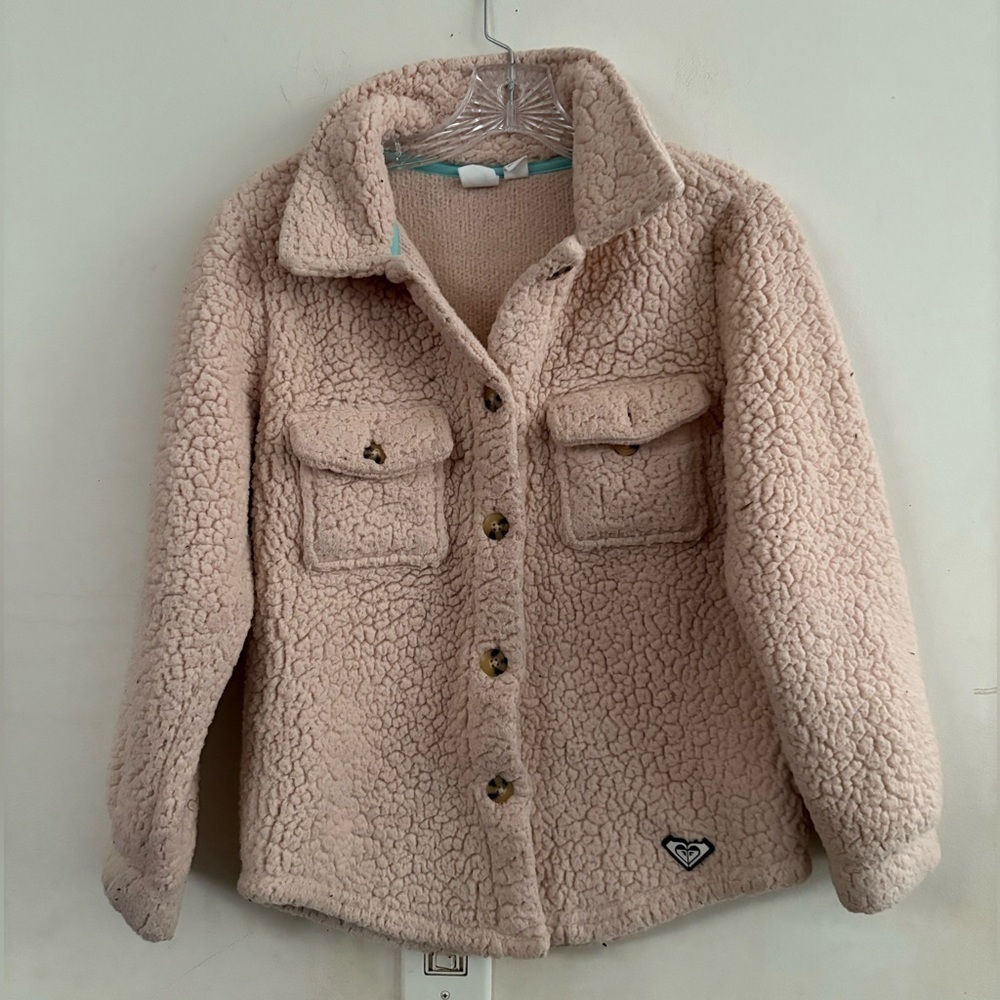 Roxy Girl's Sherpa Fleece Shirt Jacket size 10/12 comfy winter